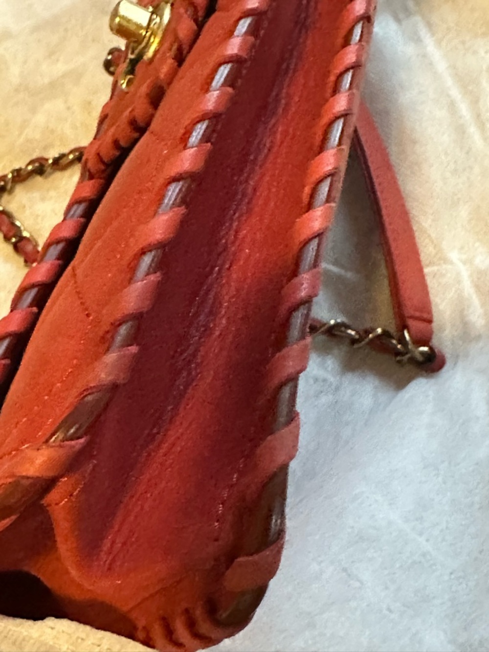 CHANEL Happy Stitch Flap Red Calfskin Leather Bag 24k gold p CC COA 15/16 EUC - Picture 16 of 16